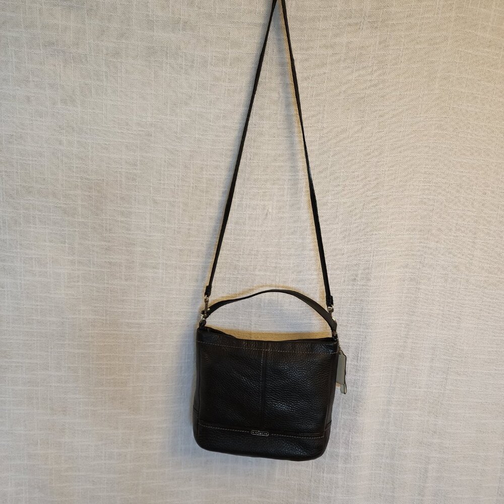 Coach Park Leather Mini Duffle Blk Pebbled Cross Body & Shorter Handle Bag A303 - Picture 2 of 15